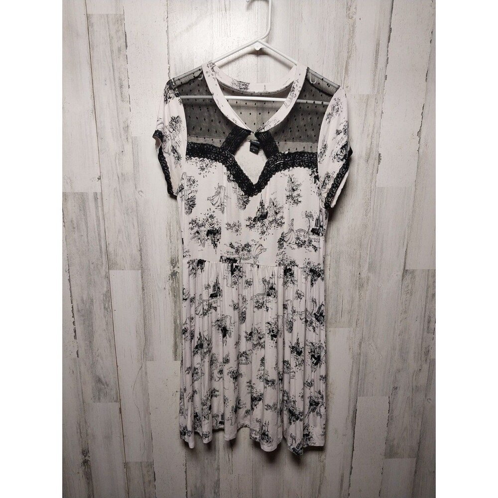 Hot Topic Disney Princess White & Black Toile Print Dress XL Belle Cinderella